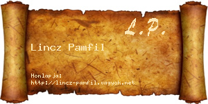 Lincz Pamfil névjegykártya